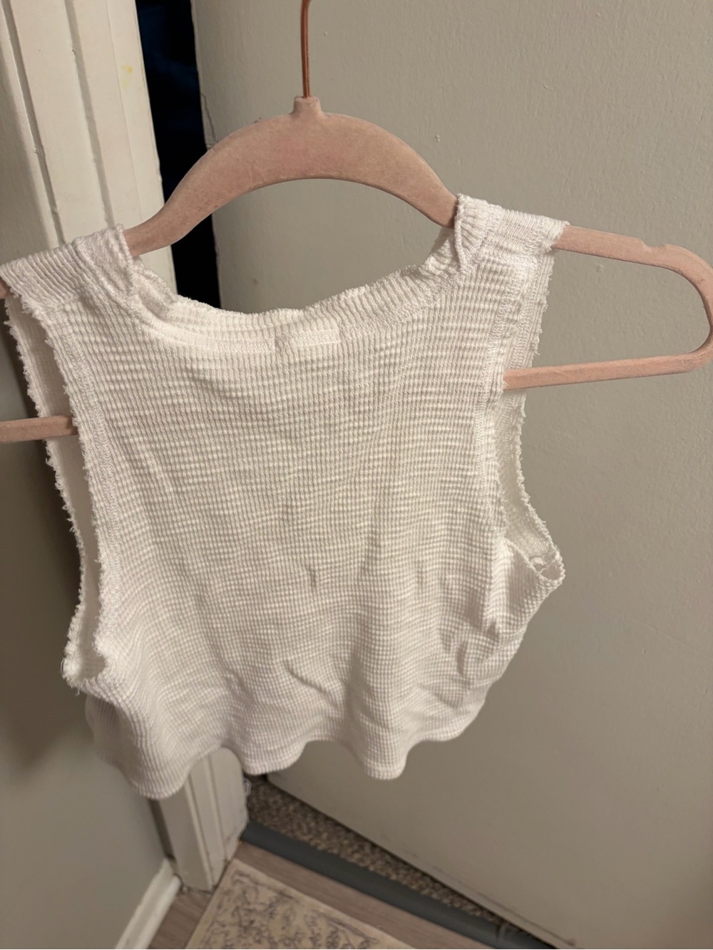 aerie White Waffle Knit Henley Tank Top - Picture 7 of 7